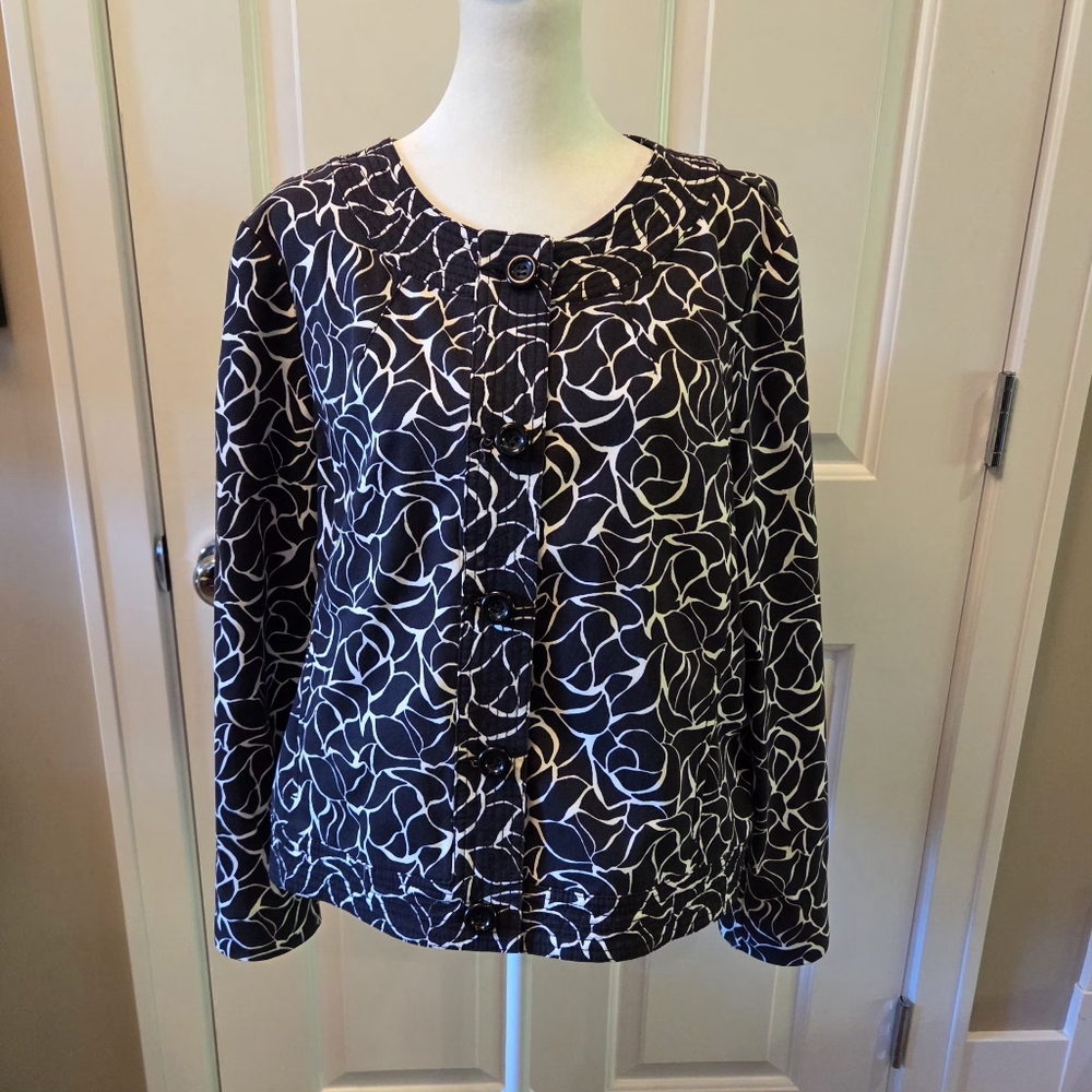 Charter Club Black and White Short Blazer Jacket Petite Large